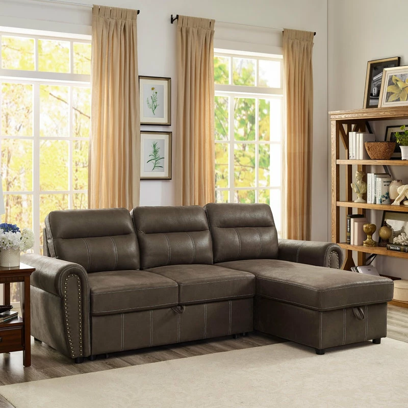 Best reviews of โจ Lilola Home Ashton Microfiber Reversible Sleeper Sectional Sofa, Saddle Brown ๐ฅฐ - Image 5