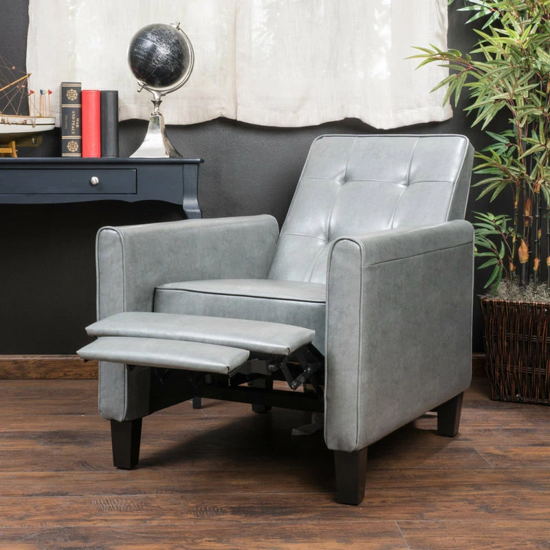 Cheap ❤️ GDFStudio GDF Studio Elan Tufted Bonded Leather Recliner Chair, Dark Gray ✨ - Image 3