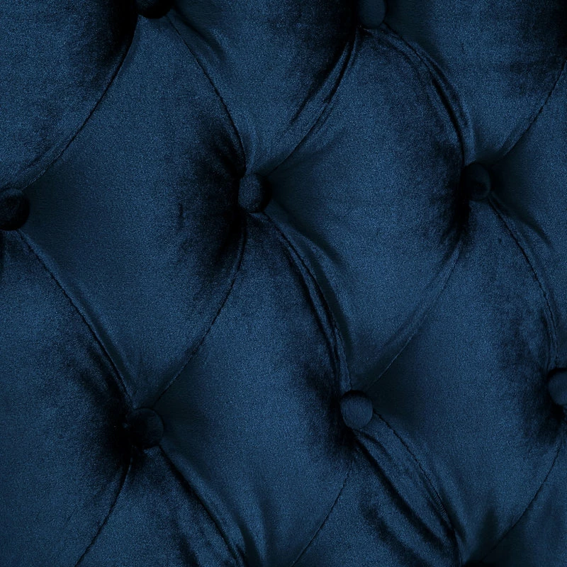 Promo ⭐ Inspired Home Jeannie Velvet 3-Seat Sofa Button Tufted With Metal Legs, Navy ⭐ - Image 8