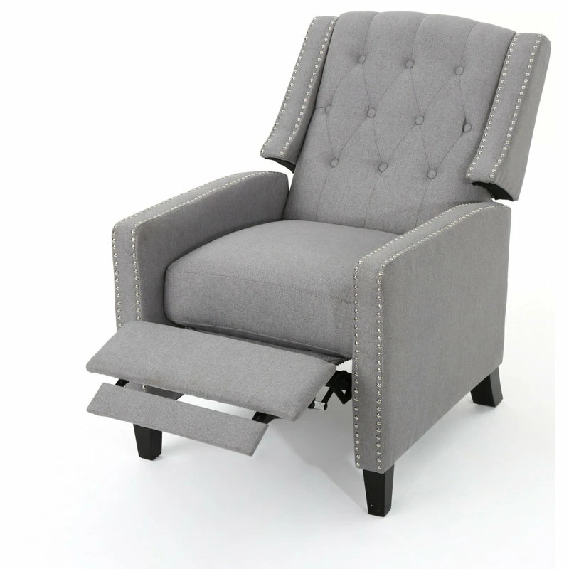 Coupon 🔔 GDFStudio GDF Studio Izaak Tufted Back Fabric Recliner Chair, Light Gray ⌛ - Image 7