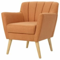 Promo 🤩 GDFStudio GDF Studio Madelyn Mid Century Modern Fabric Club Chair, Orange 😀