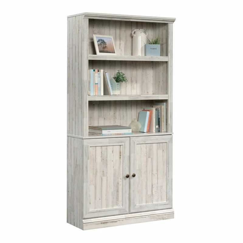 Buy ๐ Sauder Misc Storage 3-Shelf 2-Door Tall Wood Bookcase In White Plank ๐ - Image 5