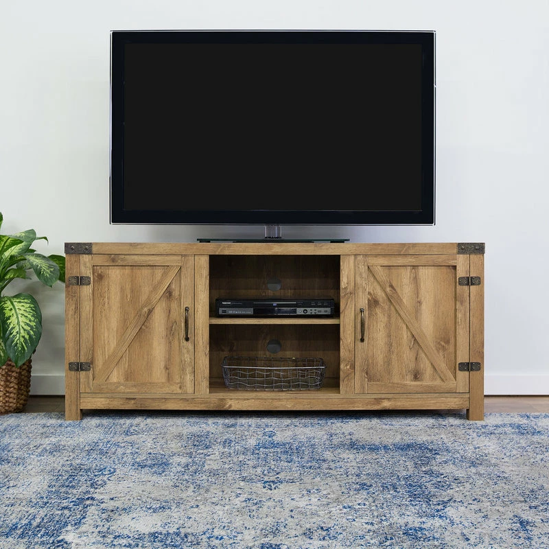 Outlet ๐ Walker Edison 58" Farmhouse TV Stand With Barn Door Side Doors, Barnwood ๐ฏ - Image 2