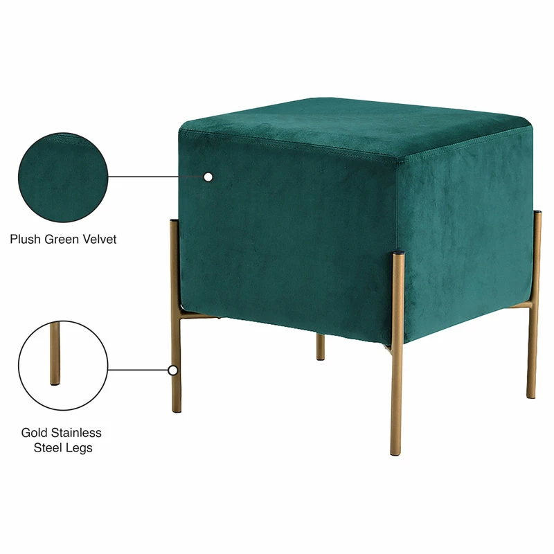 Deals ๐ฅ Meridian Furniture Isla Velvet Ottoman/Stool, Green ๐งจ - Image 3