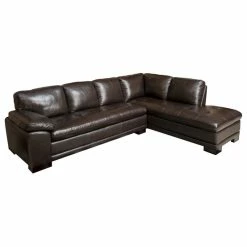 Wholesale 🎁 Abbyson Living Devonshire Leather Sectional Sofa, Brown 👍