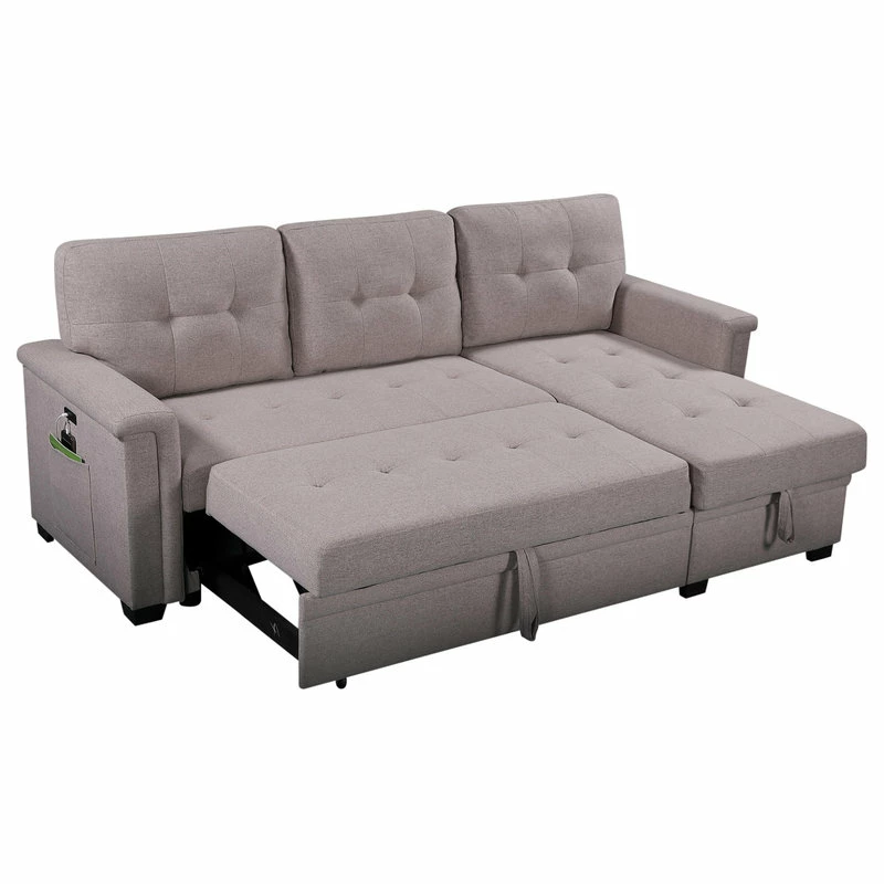 Best Pirce ✔️ Lilola Home Ashlyn Sleeper Sofa With USB Charger Pocket And Reversible Storage Chaise 👍