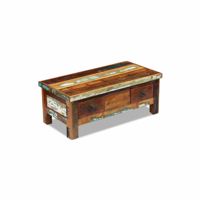 Best Pirce 🔔 Vida XL LLC Vidaxl Coffee Table Drawers Solid Reclaimed Wood 35.4"x17.7"x13.8" 🥰